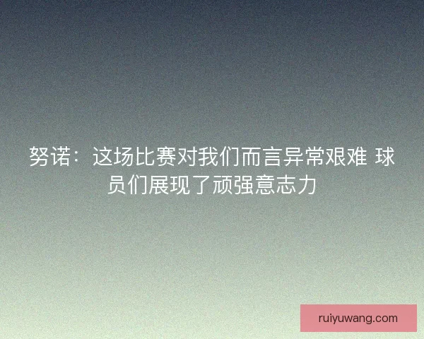 努诺：这场比赛对我们而言异常艰难 球员们展现了顽强意志力