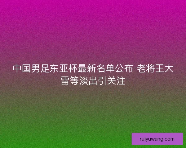中国男足东亚杯最新名单公布 老将王大雷等淡出引关注
